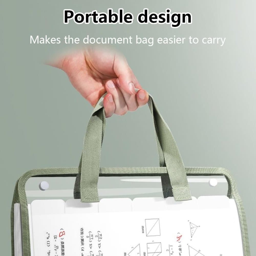 13 Compartments A4 Document Folder, Transparent Waterproof with Snaps, for School and Home, compatible with A4, Green — image 3