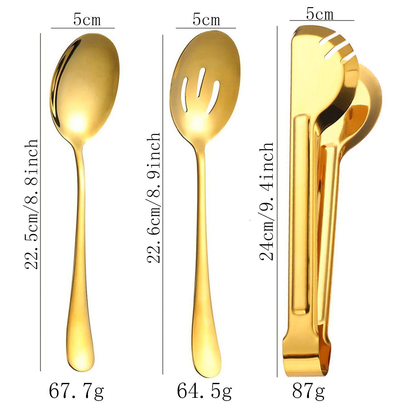8Pcs Stainless Steel Serving Utensil Set, Spoon Colander Fork Food Tong For Home Restaurant Buffet — image 4