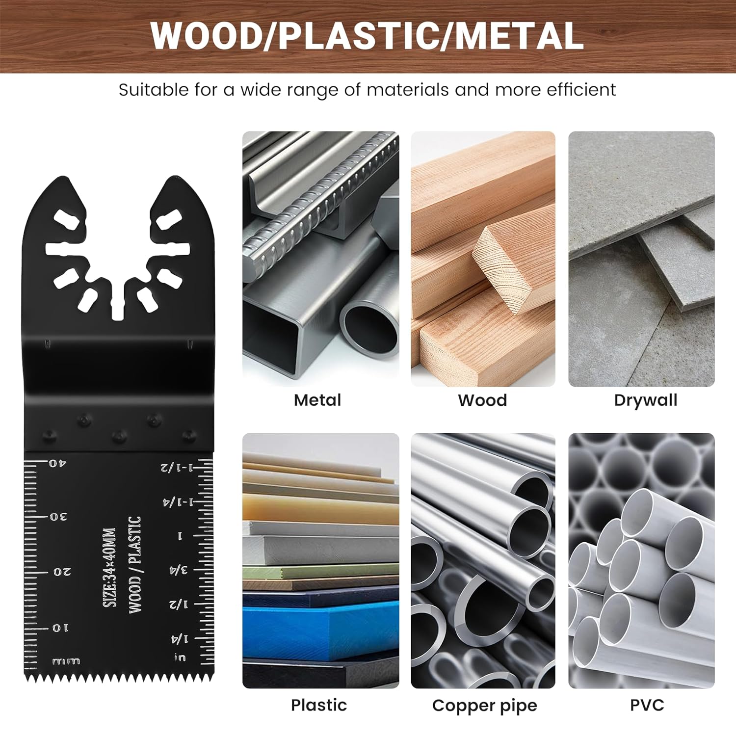 159 PCS Oscillating Saw Blades with Sandpaper, Universal Titanium Multitool Blades for Wood/Plastics/Metal, Quick Release Multi Tool Kits Compatible — image 6