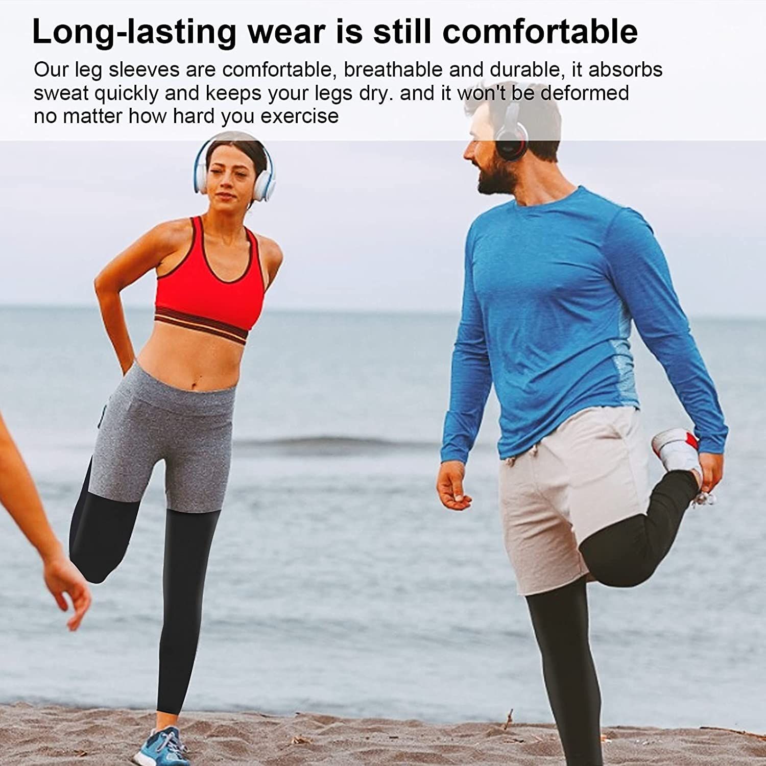 4 Pieces Sports Leg Sleeves, Breathable Sun Protection Leg Covers, Quick-Dry Full Length Leg Sleeves for Men Women, Ideal for Running Basketball Cycling — image 4