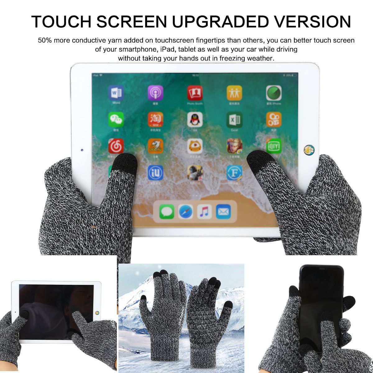 Anti‑Slip Touch Screen Sports Gloves Secure Hand Grip for Hiking Cycling Motorcycle Travel Gym Workout 2 Pcs Red One Size Suitable for Christmas — image 6