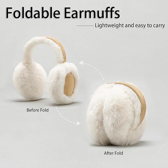 Ear Warmers - Foldable Women's Winter Earmuffs - Plush Faux Fur - Soft and Warm - Suitable for Outdoor Use - Cold Weather Protection โ image 2