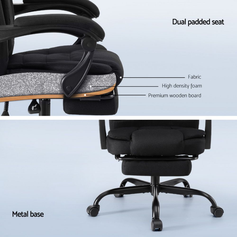 Artiss Office Chair Executive Fabric Seat Racing Computer Desk Chairs Footrest — image 6