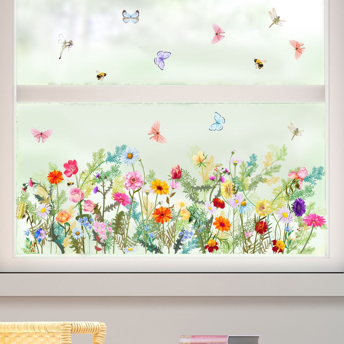 2pc Spring Window Clings Spring Decoration Summer Window Cling Double-Sided Reusable Anti-Collision Peel and Stick Removable — image 2