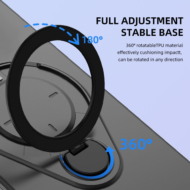 Magnetic Shockproof Case with 360-Degree Rotating Ring Stand for iPhone 16 Pro – Slim Protective Phone Cover with Airbag Corners and Wireless Charging Support — image 5