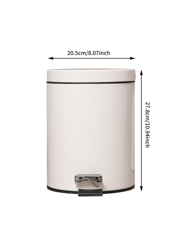 5L Round Lidded Trash Can Foot Pedal Garbage Bin for Kitchen Bathroom Hotel-White — image 4