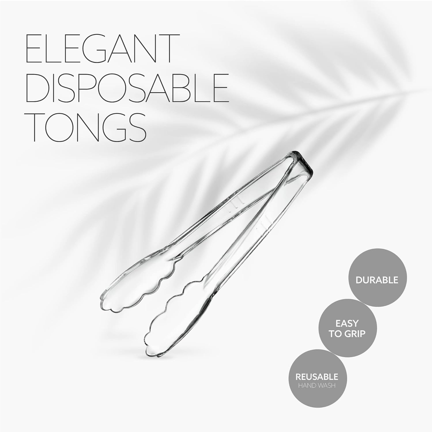 [Clear Tongs 7.5'' Inches] 7.5'' Serving Tongs Heavy Duty Reusable Kitchen and BBQ Clear Serving Tong for party's, Caterings, Events, Buffet, Weddings, And — image 5