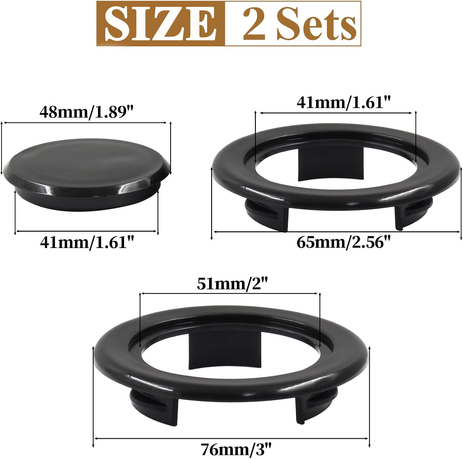 Biaungdo 2 Sets 3 Inch Outdoor Patio Table Umbrella Hole Ring and Cap Set, Standard Size Garden Beach Tablet Thicker Hole Ring Plug and Cap Set(Black โ image 2