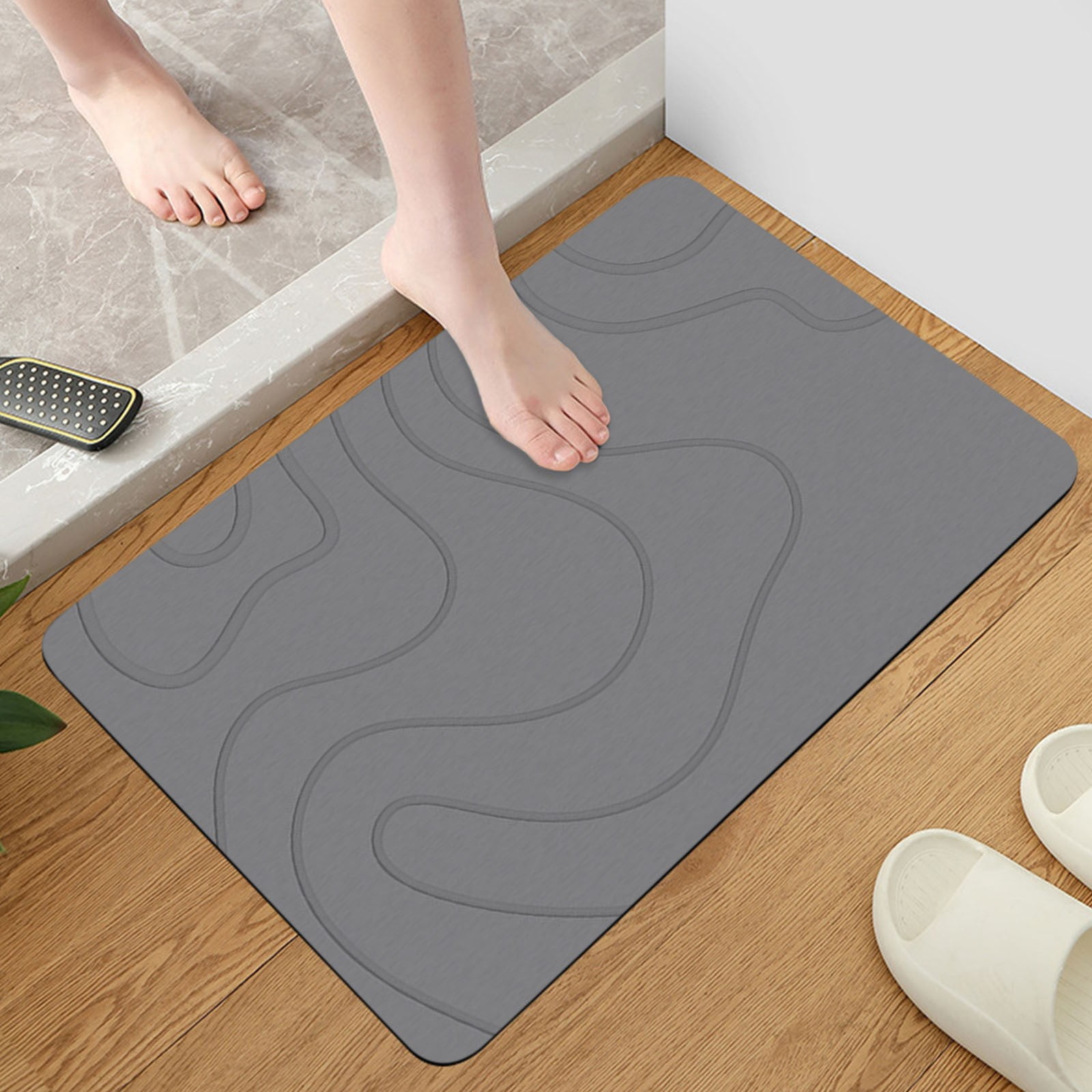 Stone Bath Mat, 16 × 24" Quick Drying Diatomaceous Earth Bath Mat Super Absorbent Non Slip Stone Bath Mats Washable Rug for Bathroom Floor Kitchen Shower, Dark — image 5