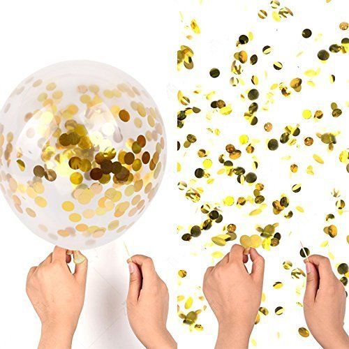 100 Pieces Gold Confetti Balloons | PREFILLED 12 Inch Latex Party Balloons with Gold Confetti for Party Decorations — image 2
