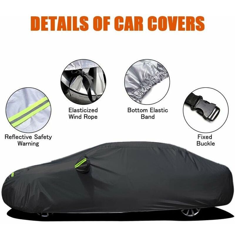 Outdoor Car Cover, Breathable Anti UV Dust and Snow Resistant, Black, 4.8 × 1.8 × 1.5 m — image 4