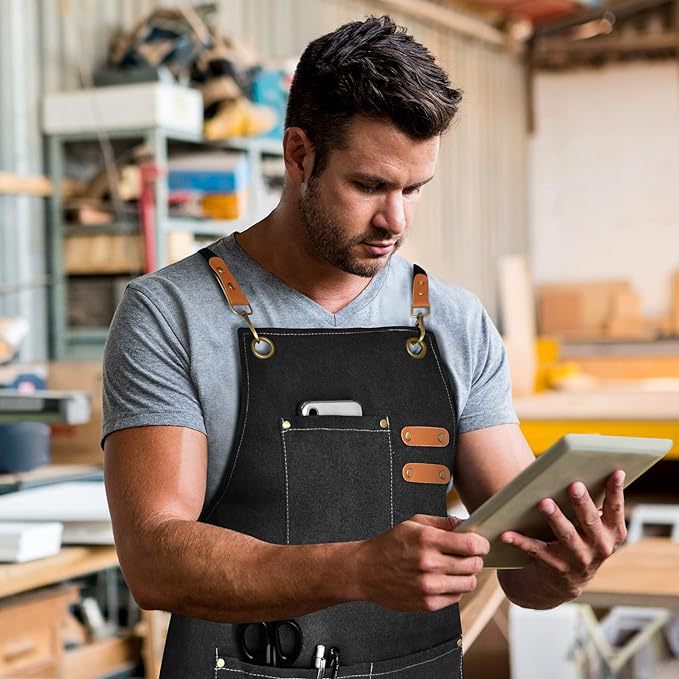 Brown 16-ounce Heavy-Duty Canvas Apron – Durable, Waterproof & Oil-Resistant Kitchen Workwear for Cooking and Crafting — image 3