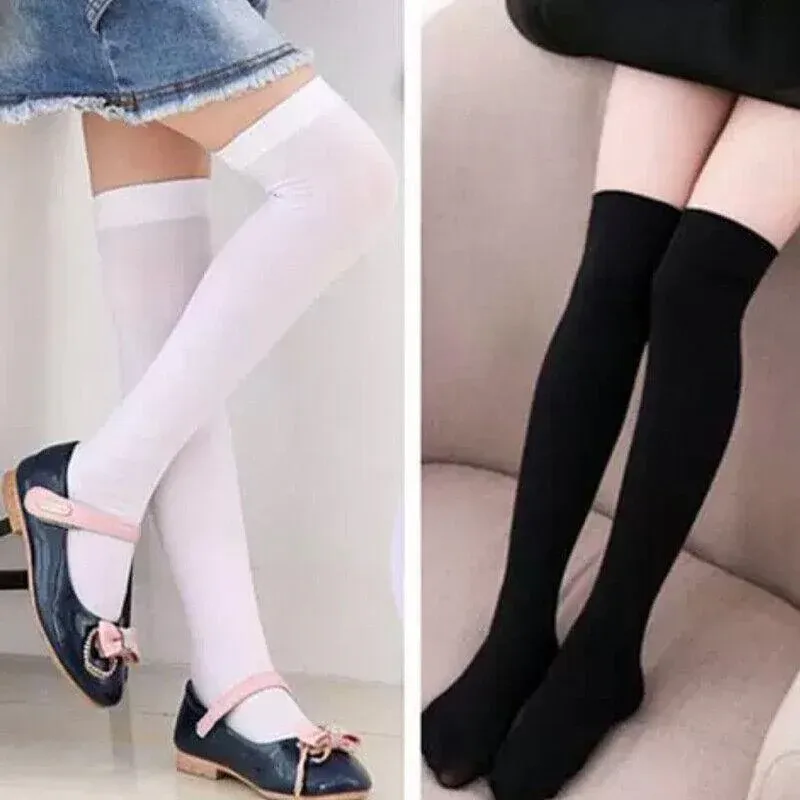 Womens Girls Long Socks Over Knee Thigh High Stockings Hosiery Tights Pantyhose - White โ image 4