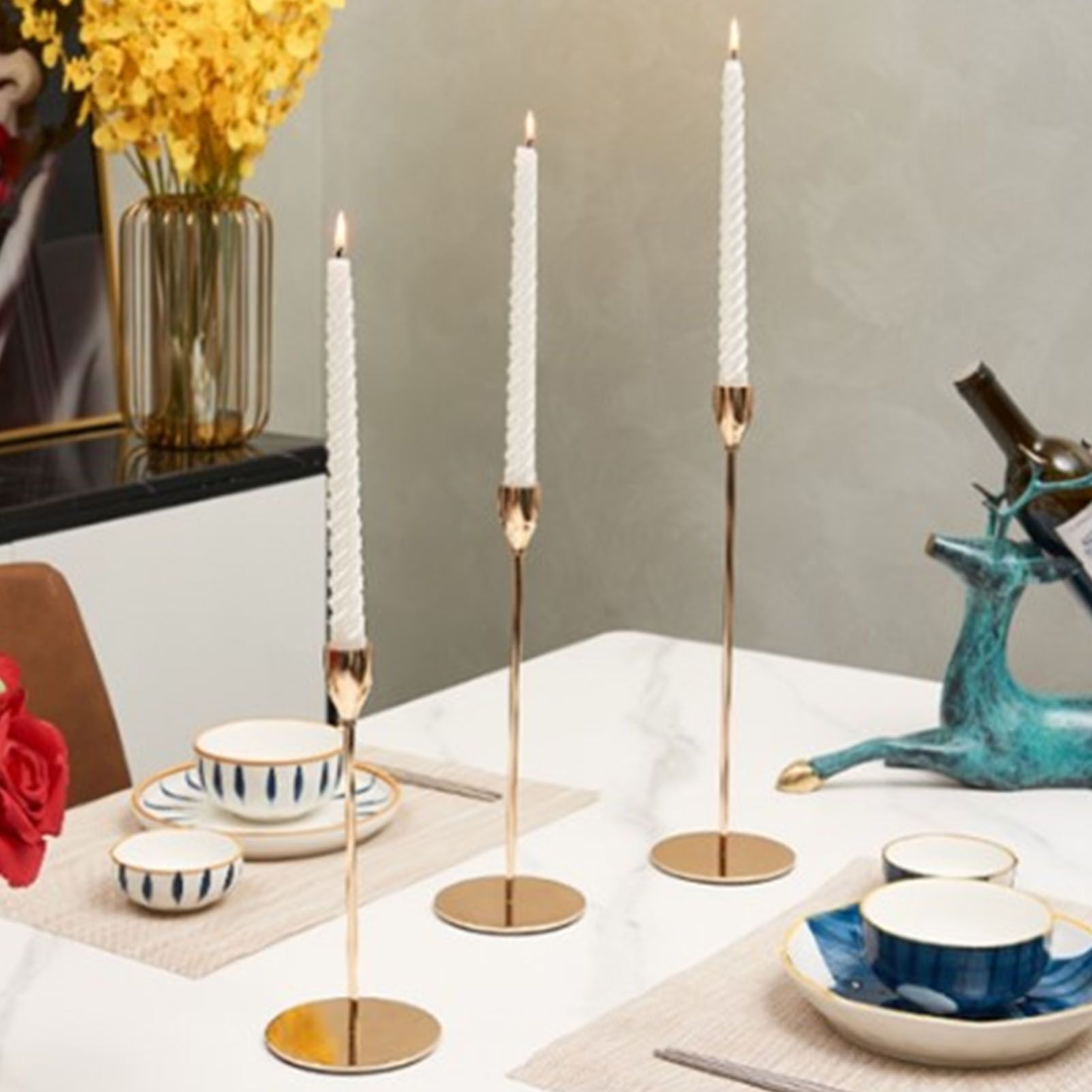 Candle Holders Set of 3 for Taper Candles Decorative Candlestick Metal Stand for Wedding Dinning Party โ image 5