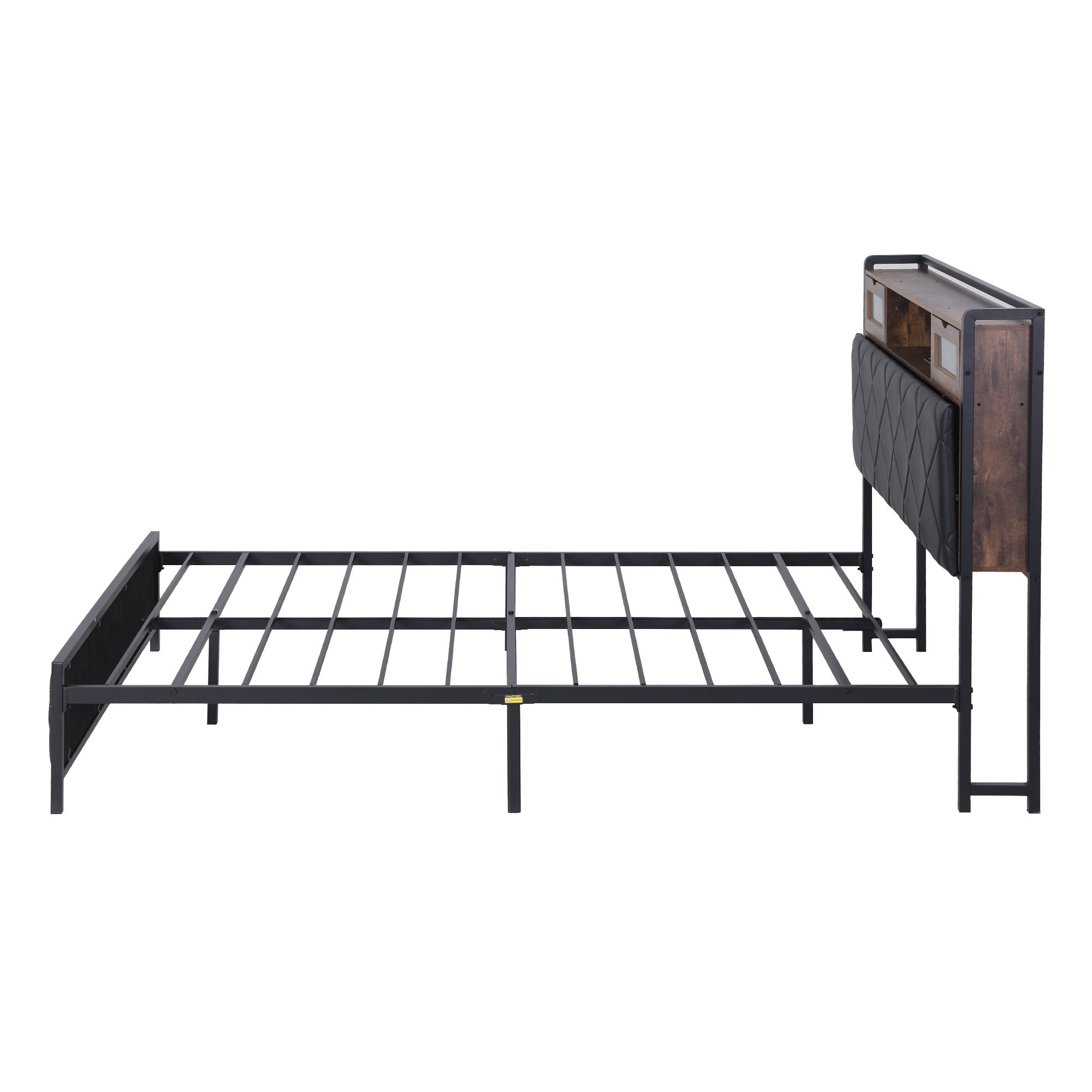 Artiss Double Bed Frame with LED Lights Storage Headboard 2 USB 2 AC Outlets Charging Station โ image 3