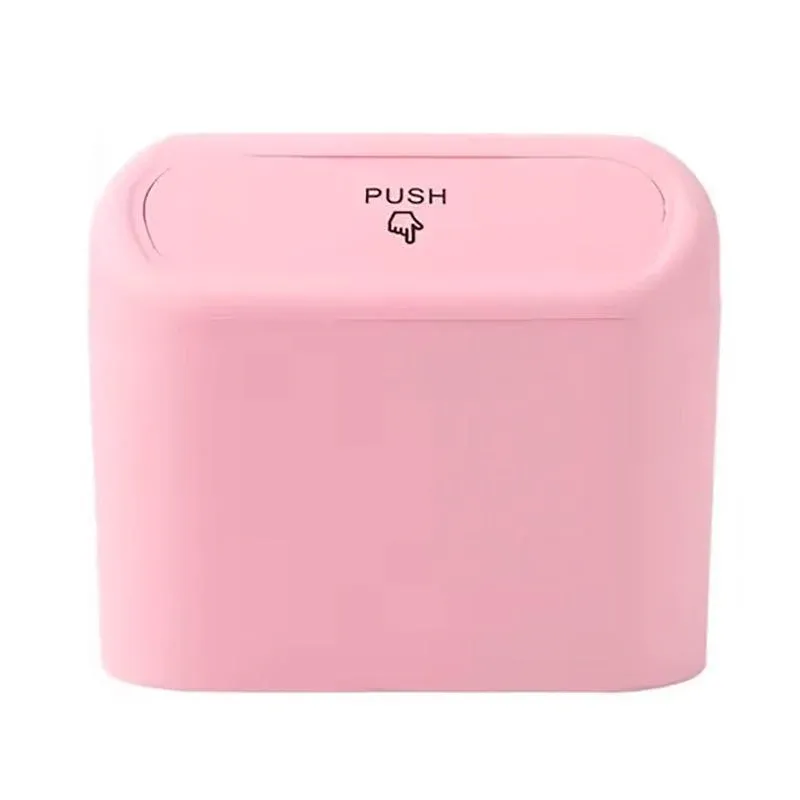 Car Wastebasket Door Mounted Multifunctional Storage Box Trash Bin Organizer - Pink