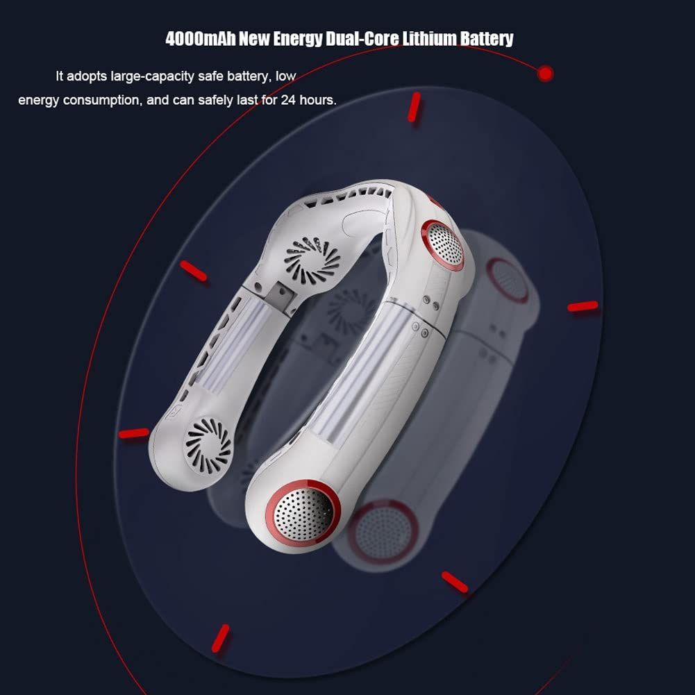 Neck Fan 5000mAh, Foldable Hands Free Bladeless Fan, 3 Speeds USB Rechargeable Personal Fan, Low Noise, 360°Cooling Airflow — image 3