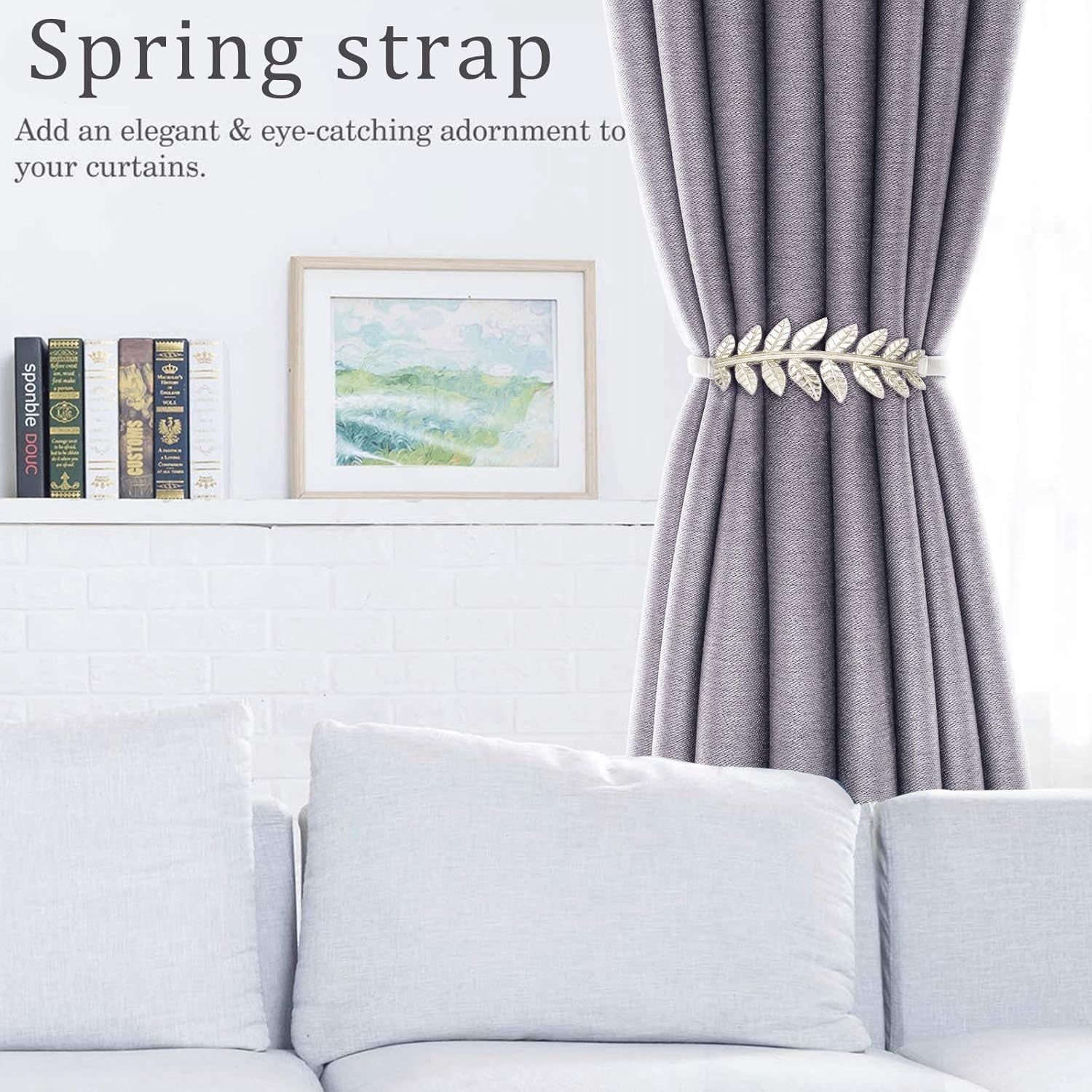 6Pack Curtain Tiebacks Spring Design Curtain Holdback Leaf Carving Design Curtain Ties for Drapes Curtain Ties Backs Curtain Modern Style Curtain Holdback — image 3