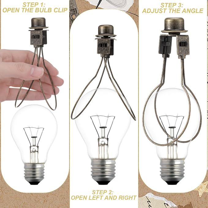 2 Pcs Antique Bronze Lamp Shade Clip Adapter, Bulb Light Shade Replacement with Finial and Levellers — image 3