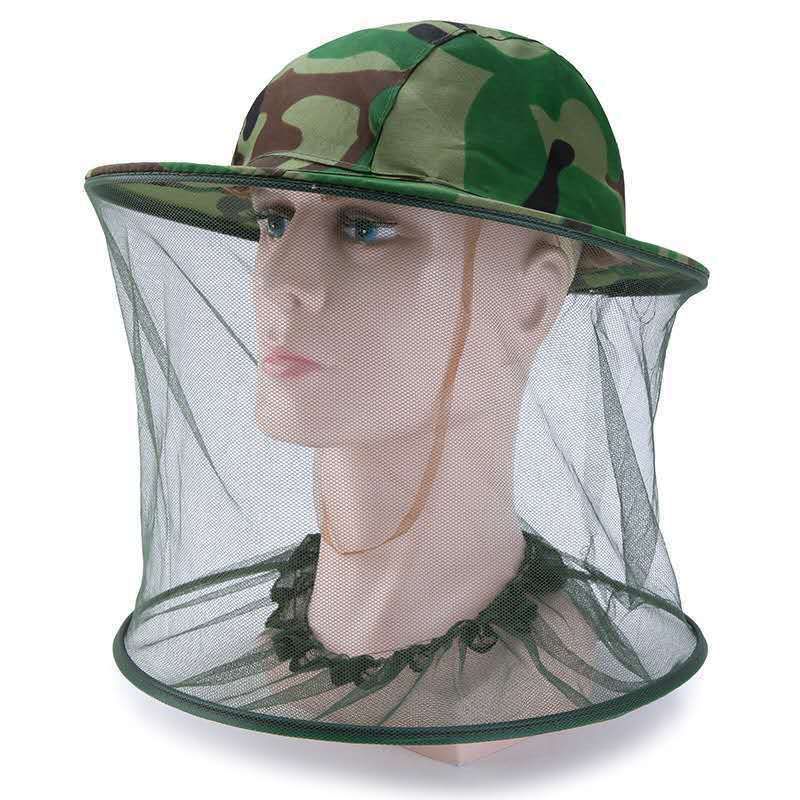 Camouflage Beekeeper Beekeeping Cap Hat with Head Net Mesh Face Protection Outdoor Fishing Equipment Beekeeping Supplies
