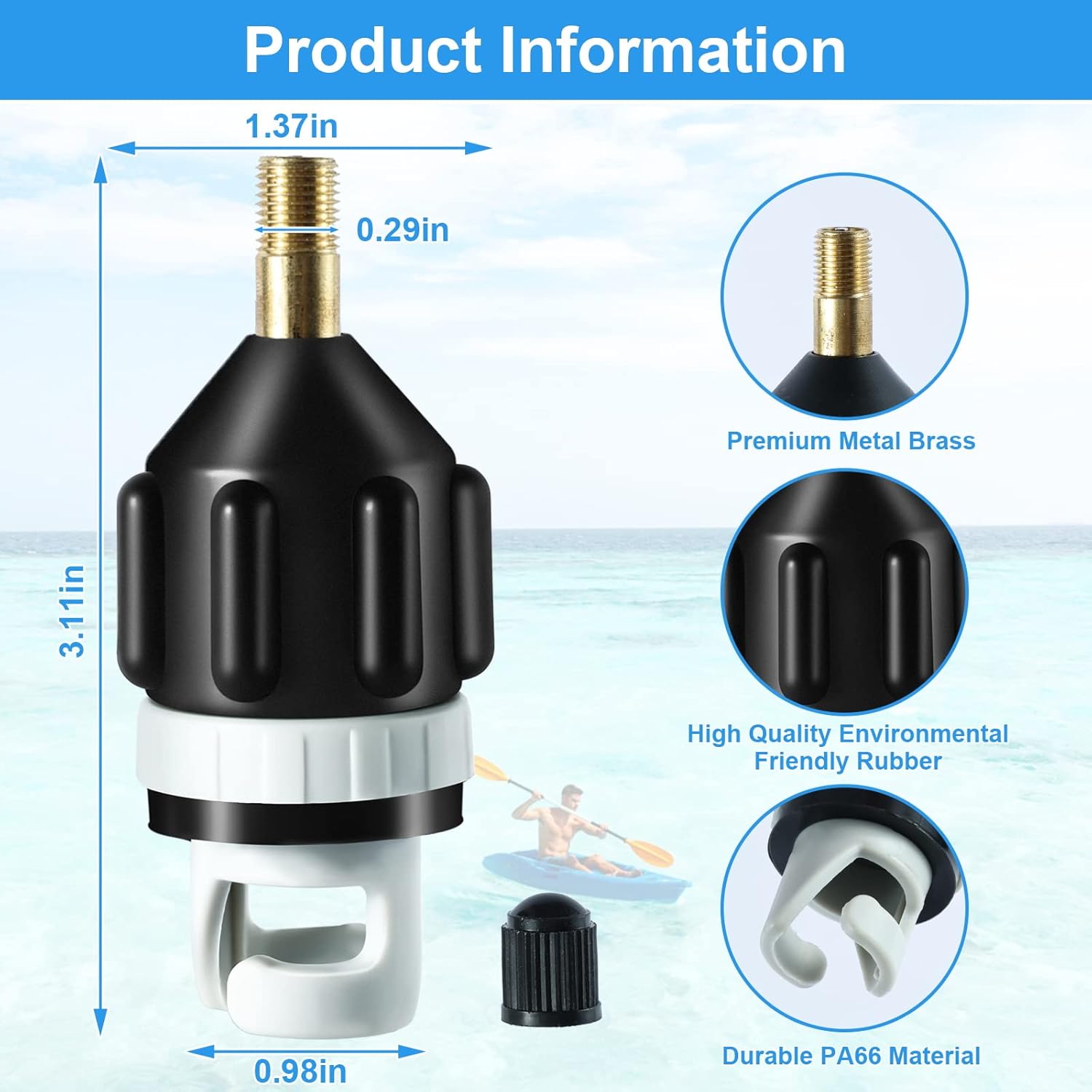 2Pcs Inflatable Boat SUP Pump Adapter, Premium Conventional Air Adapter, Sturdy SUP Air Adapter,Quickly Inflation and Strong Sealing SUP Pump Adapter, for — image 2