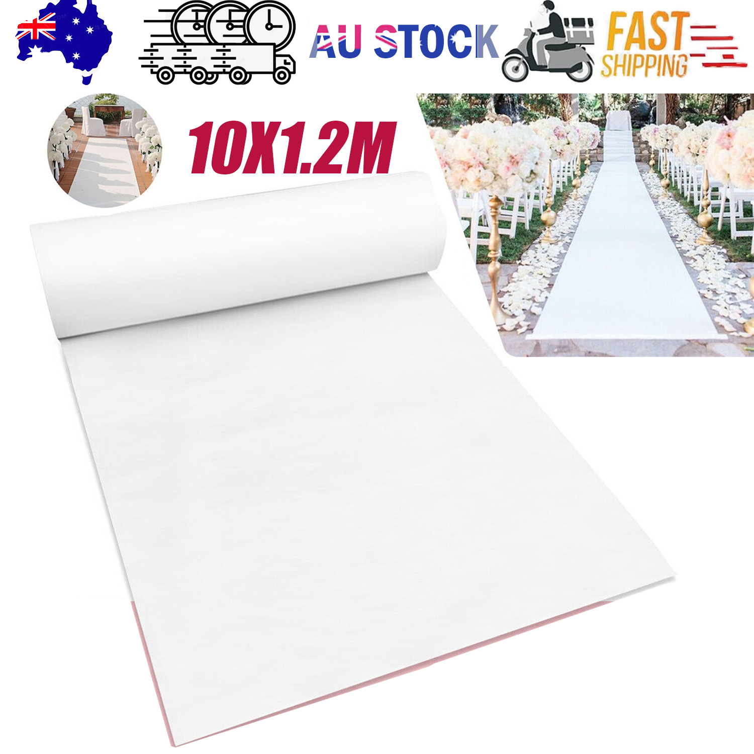 10 × 1.2M White Carpet Aisle Runner Wedding Party Event Decoration Mats Rugs