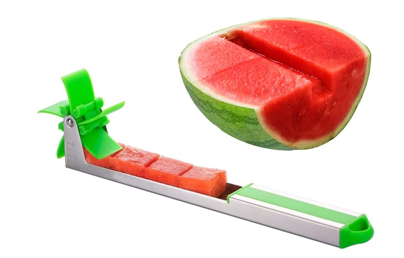 Watermelon Windmill Cutter Slicer, YIDADA Stainless Steel Shape Fruit Tools Quickly Cut Tool Kitchen Gadgets — image 2