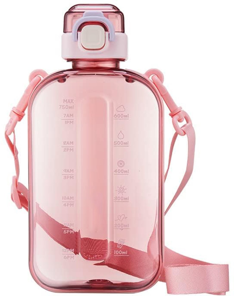 Sports Water Bottle - Fitness Water Bottle - 750ml Leakproof Water Bottle - Suitable for travel, picnics, camping, hiking - Pink