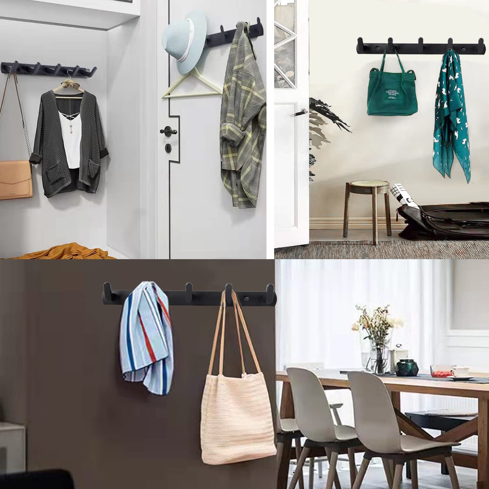 Hanging clothes hooks, hat racks, clothes hooks, towel hooks, bathroom kitchen hooks, storage hooks, non perforated space aluminum β image 4