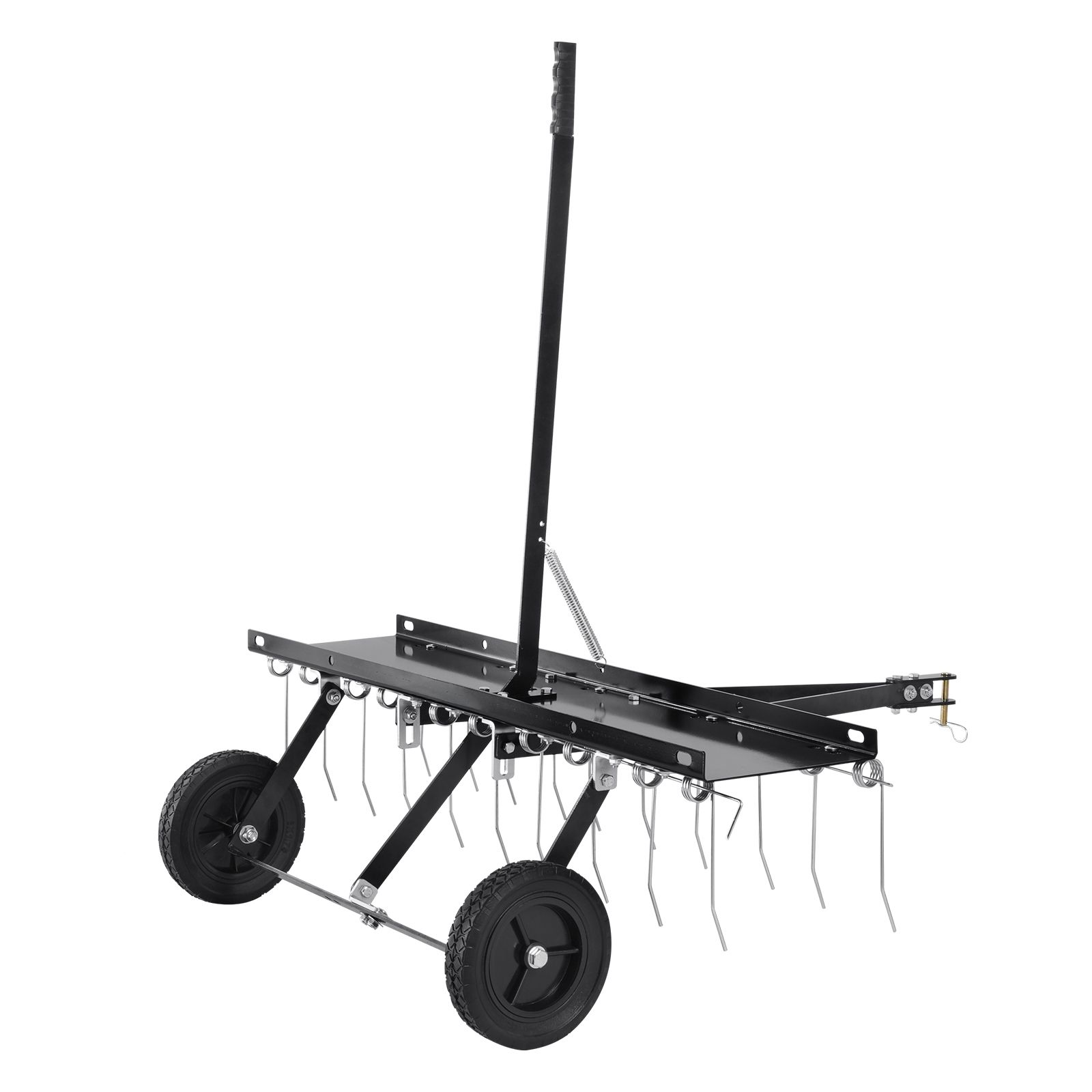 Tow Behind Dethatcher, 1015mm Tow Dethatcher with 20 Spring Steel Tines, Lawn Dethatcher Rake for ATV or Mower, Tow Behind Lawn Rake with Lift Handle for