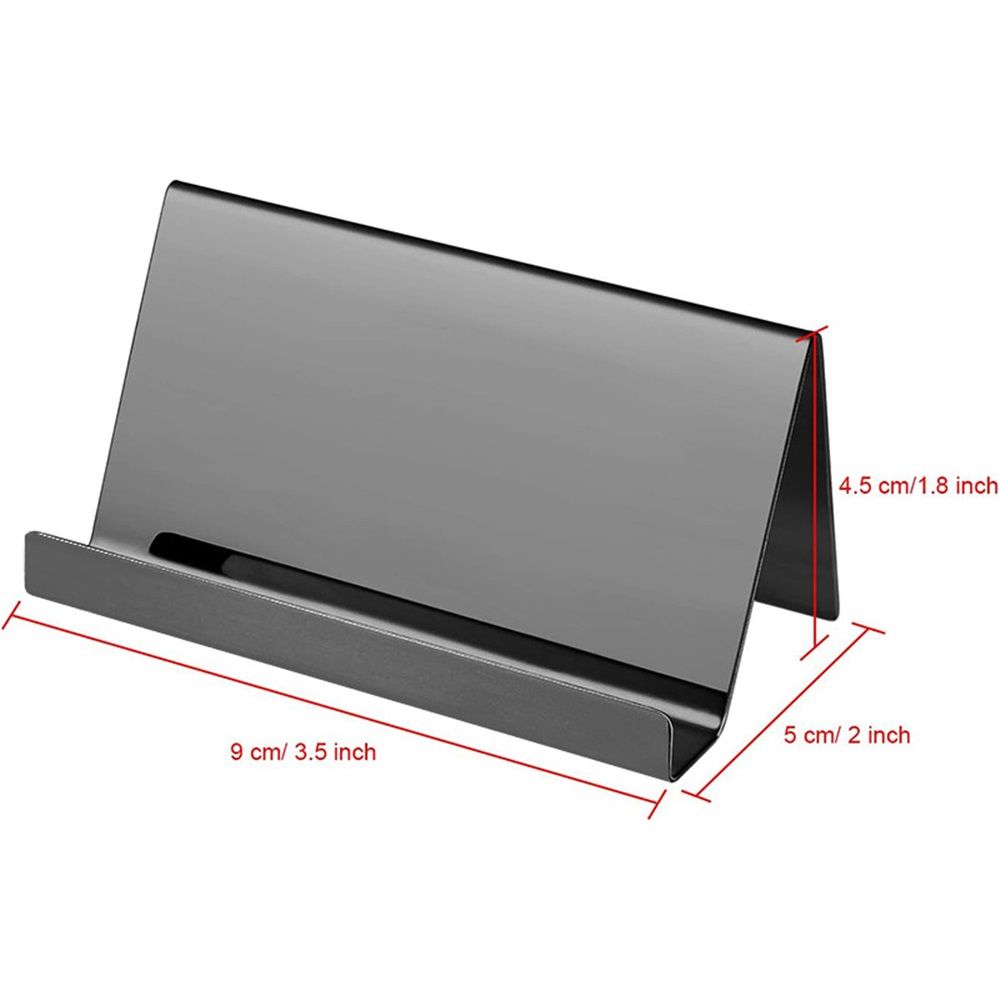 2pcs Business Card Holder, Reflective Stainless Steel Desktop Name Cards Display Stand for Office Desk, Black — image 5
