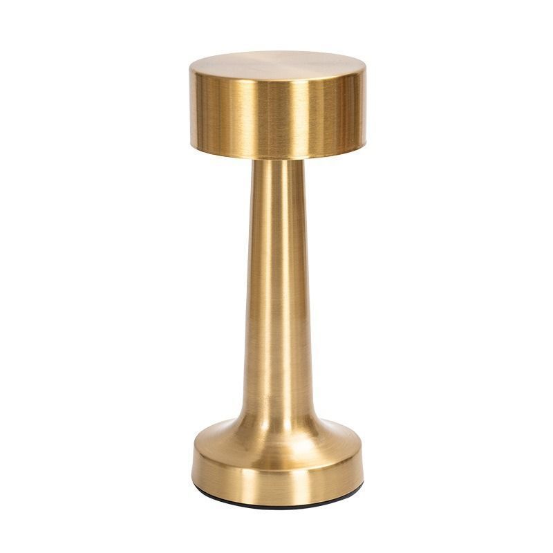 3-Color Dimmable LED Mini Lamp Gold Dumbbell A Style, USB Charging Compact Metal, Bedside Portable Night Light
