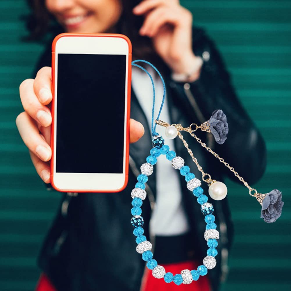 Cell Phone Straps Crystal Flower Charm Phone Lanyard Pocket Keychain Strap Key Purse Decoration for Woman โ image 4