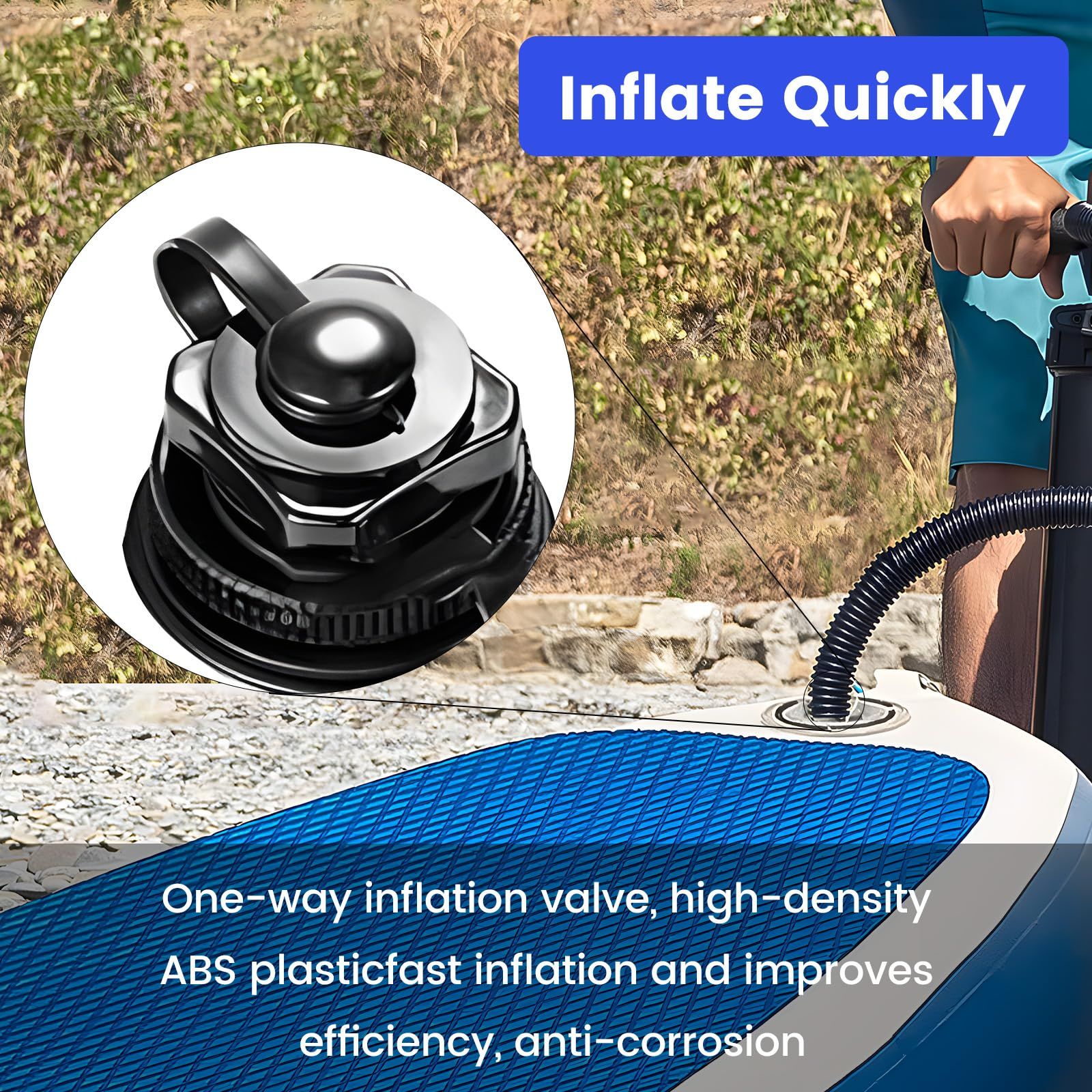 Inflatable Boat Air Valve,2PCS Inflatable Boat Replacement Caps Boat Spiral Air Plugs 0ne-Way Inflation Replacement (22mm) — image 5