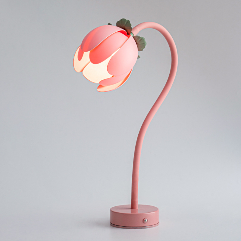 Pink LED Tulip Desk Lamp - Flexible Gooseneck, Decorative Flower Table Light โ image 3