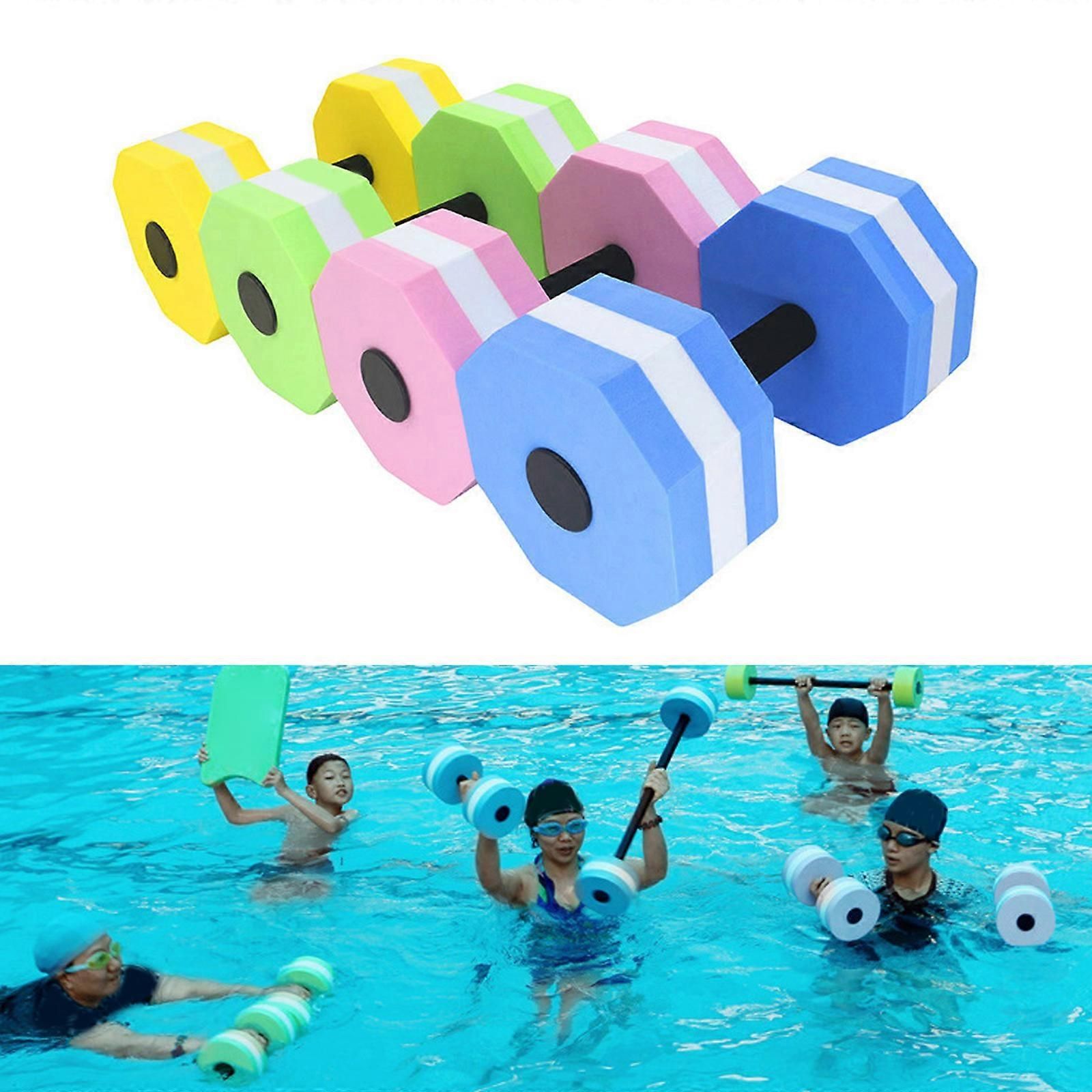 Aquatic Dumbells,1 Pair Water Aerobic Exercise Foam-Dumbbell Pool Resistance,Water Aqua Fitness-Barbells Hand Bar Gift Blue โ image 2