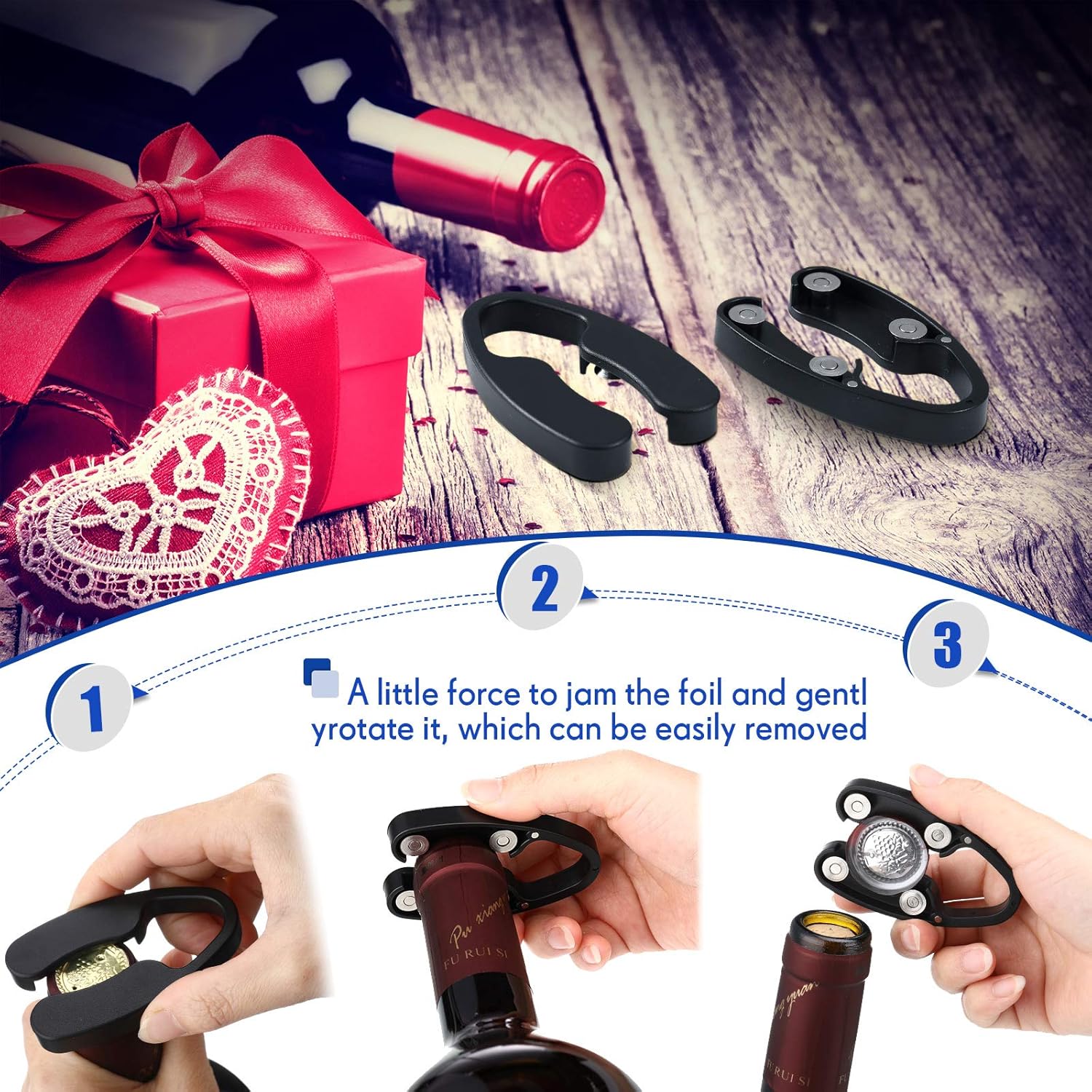 Foil Cutter for Wine Bottles Magnetic Black Wine Foil Tools Stainless Steel ABS Cutters Bottle Opener Top Removes Effortlessly Design for Outdoor Indoor โ image 5
