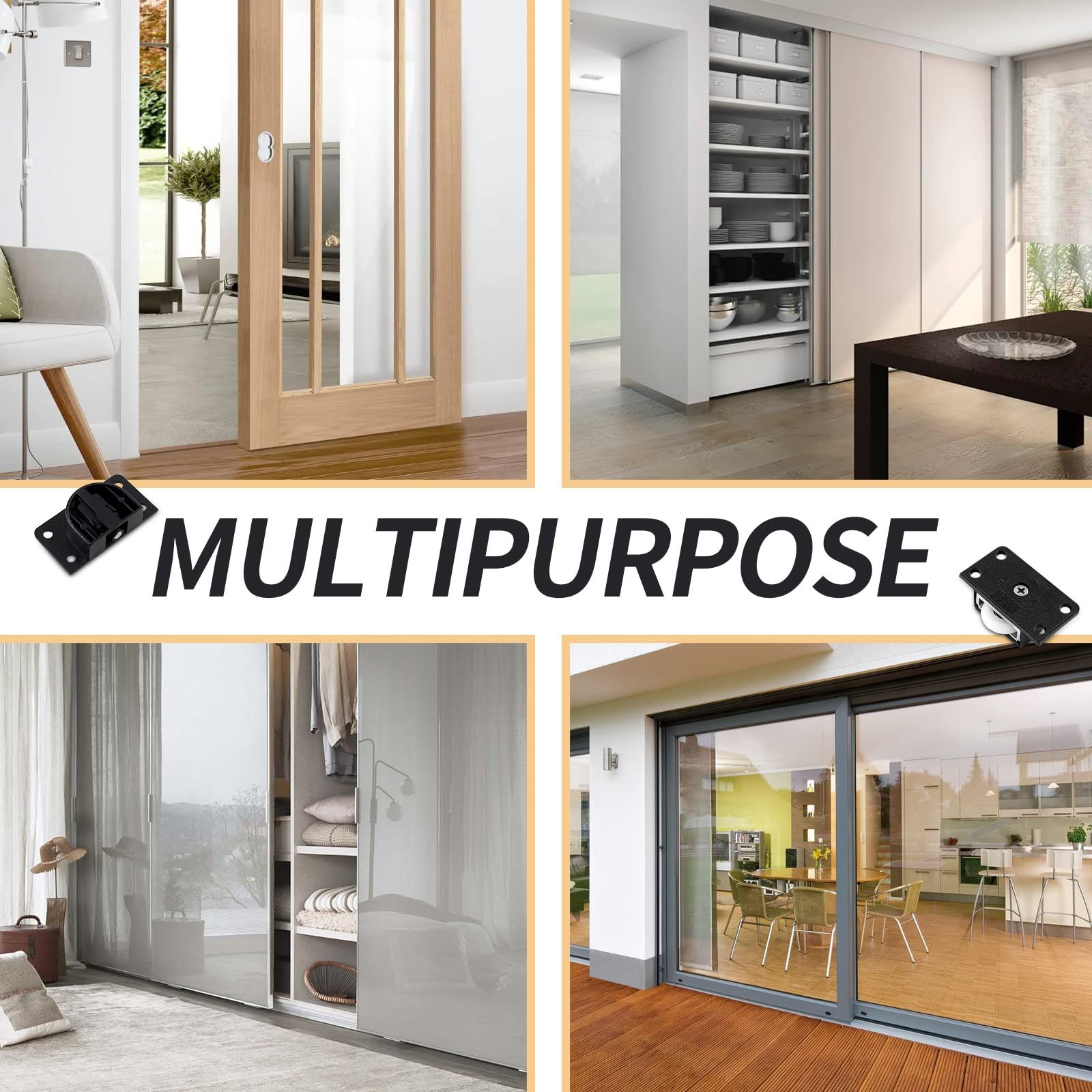 4 Pairs Sliding Door Pulley Plastic Sliding Door Roller for Cabinet Barn Door Wardrobe Closet(Black) โ image 3