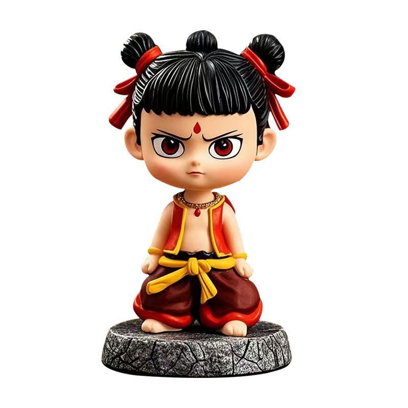 Nezha Bobblehead Figurine Wanfei Resin Car Office Decor Combination model-nezha [standing model + sitting model] — image 3