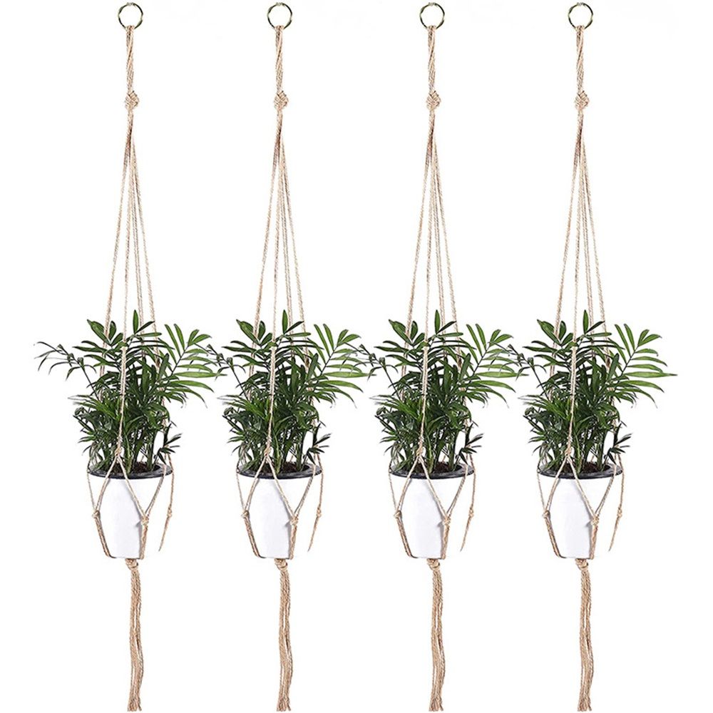 4 pack Hemp Rope Plant Hanger Hanging Planter 47.2 Inch for Plant Pot, Without Pot and Plant (Light Brown-Hemp) — image 3
