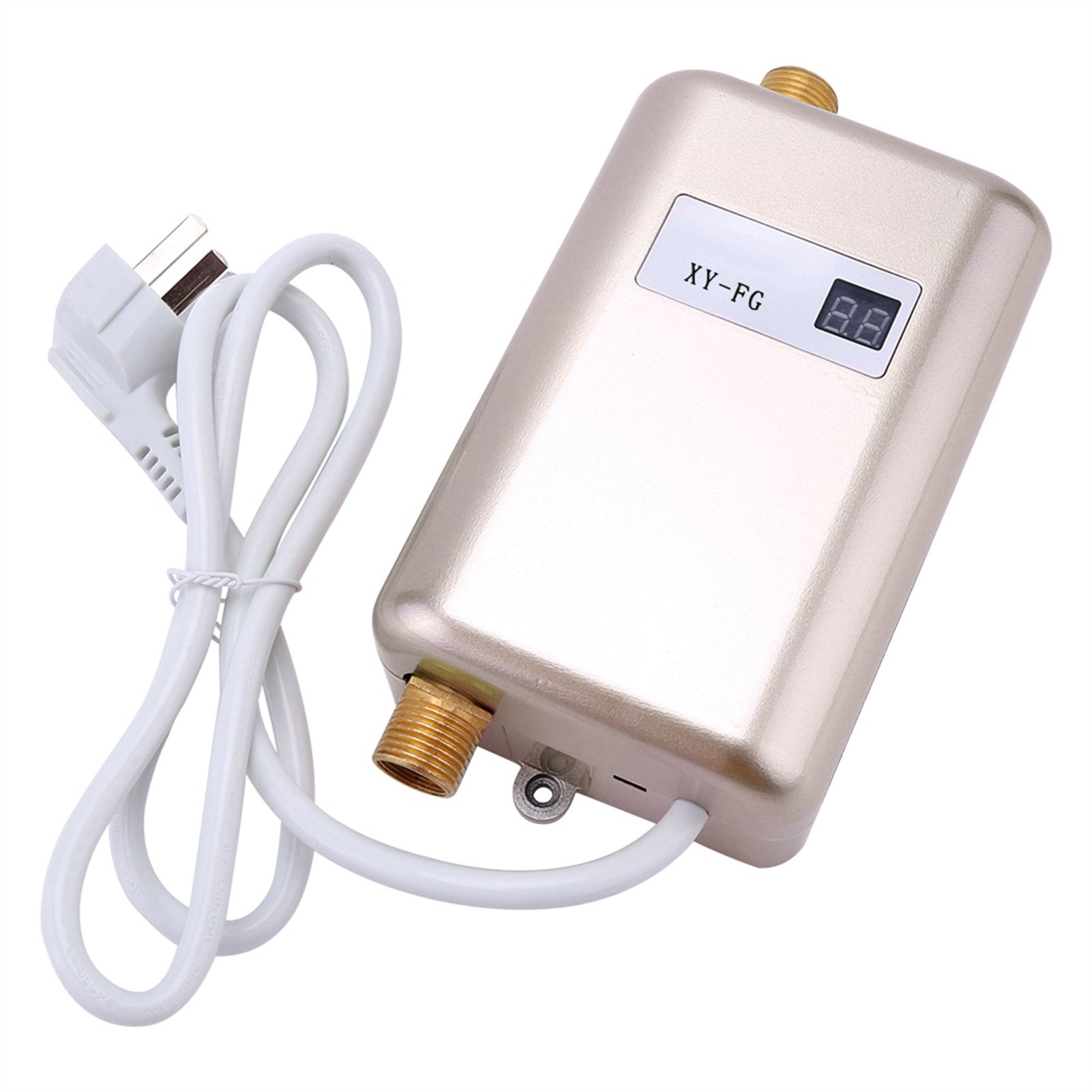220V 3800W Mini Electric Tankless Instant Hot Water Heater Bathroom Kitchen Washing Golden — image 2