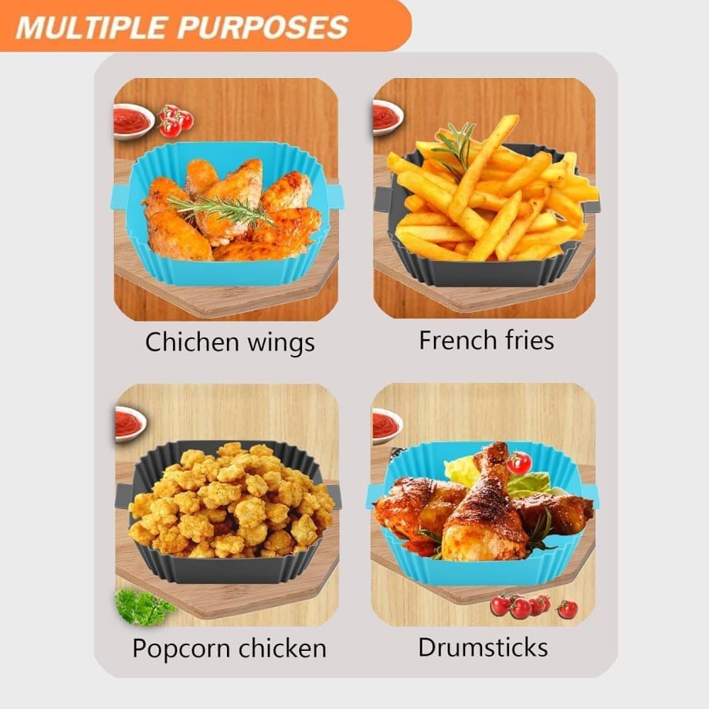 2-Pack Airfryer Silicone Basket, Non-Stick Reusable Easy to Clean, Compatible with Philips, Gray — image 4