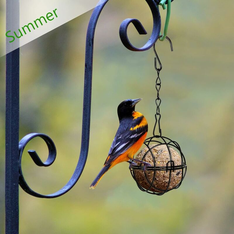 4 pcs Hanging Bird Feeders Metal Bird Fat Ball Holder Indoor Outdoor Black 7Cm Diameter Food Dispenser With 4 S-Shaped — image 3