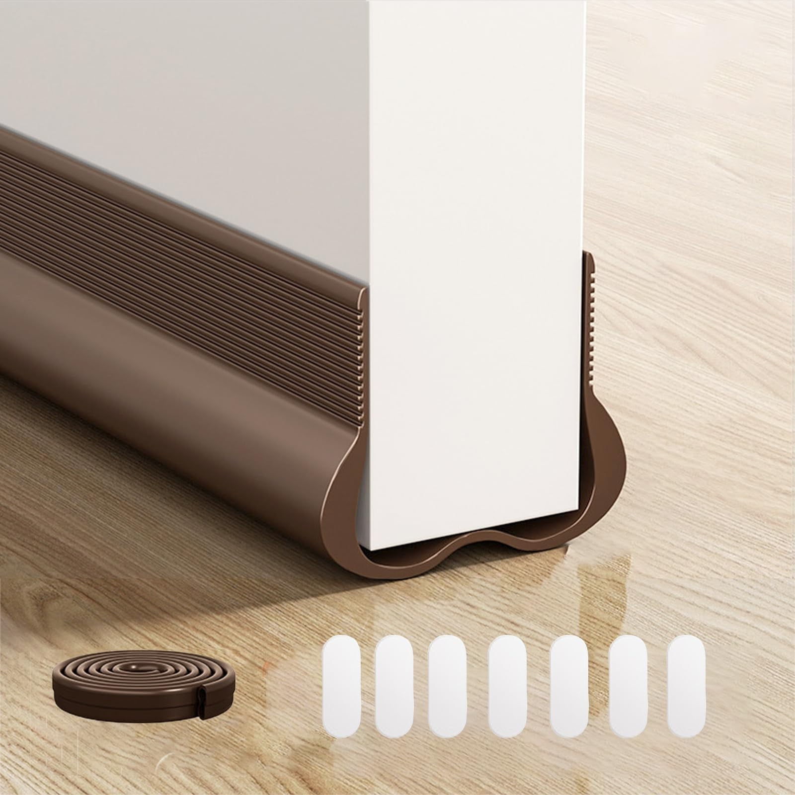 1 Piece Self Adhesive Door Draft Stopper, Weatherproof Foam Seal Strip for Door Bottoms to Reduce Dust, 100 x 4.5 x 3 cm, Brown โ image 3