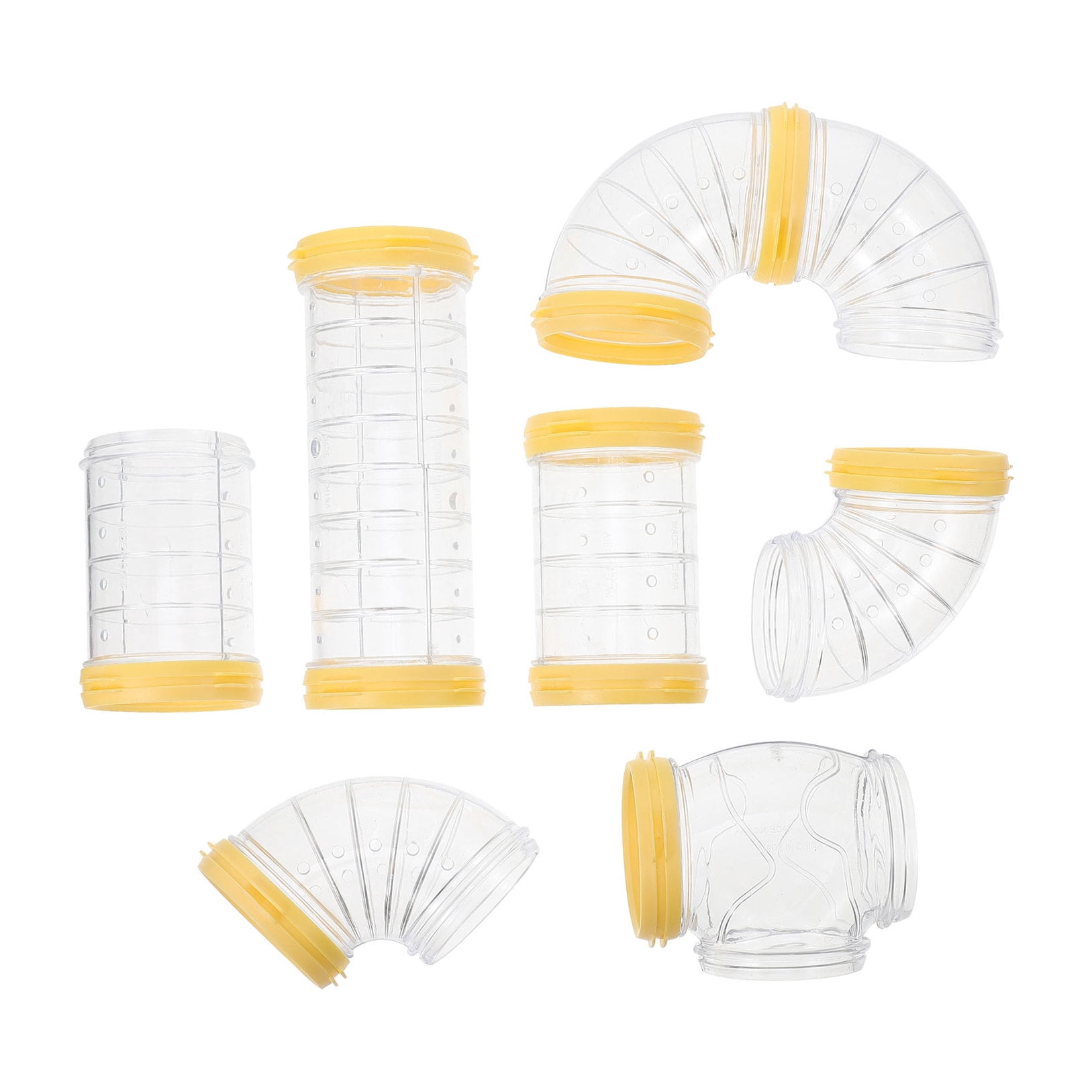 Transparent Yellow Hamster Tubes Set with Curved Tunnel Connectors for Small Animals Cage Exercise Accessories — image 4