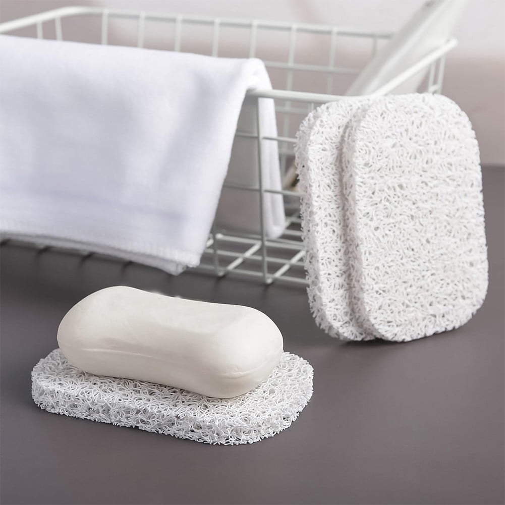 5PCS Shower Soap Bar Saver Lift Holder Dish Sponge Rack Tray Fast Dry Non-Slip white — image 3