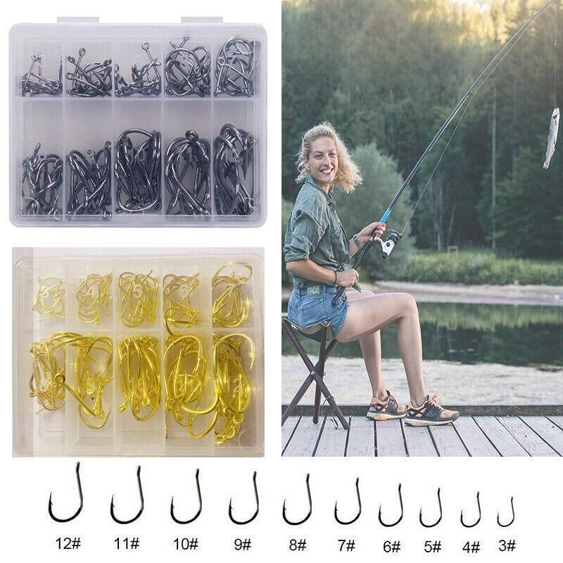 Fishing Hooks Octopus Style 100pcs Chemically Sharpened Assorted Sizes 3-12 - Black โ image 2
