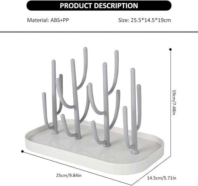 Countertop Bottle Drying Rack with Removable Base, Multi-purpose Detachable Storage Dryer Stand for Water Bottles Mugs and Small Gadgets, Gray โ image 2