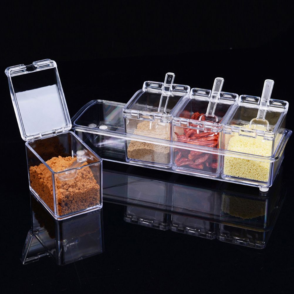 Four in One Waterproof and Moisture Proof Clear Seasoning Storage Container with Spoons โ image 4