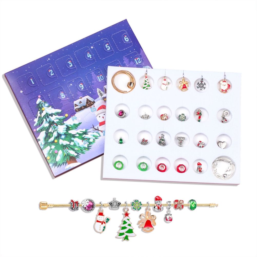 Christmas Advent Calendar DIY Charm Bracelet Making Kit for Kids 24 Days Christmas Countdown Calendar Jewelry Gifts for Girls — image 6